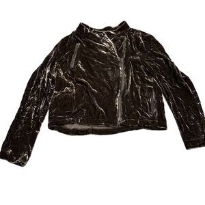 Elaine Kim Women's Black Velvet Silk Blend Jacket Size S‎ Long Sleeve Formal Zip